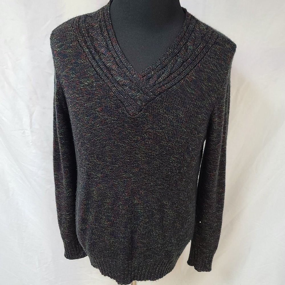 Laura Scott Womens XL Multicolor V Neck Long Sleeve Stretch Pullover Sweater